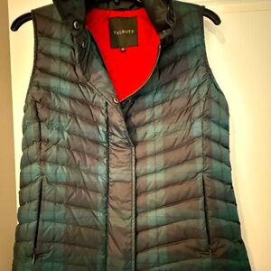 Talbots Women's Quilted Puffer Vest - Pendleton plaid - Green/ Black